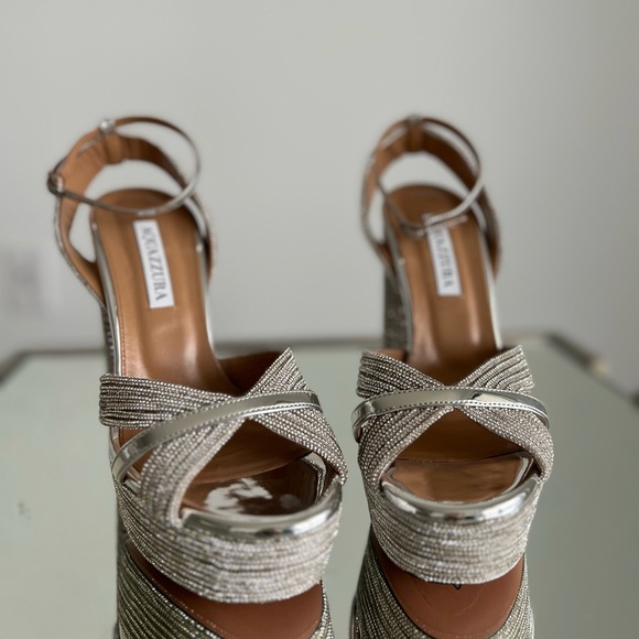 AQUAZZURA Sundance 140 crystal-embellished metallic platform sandals $1,895 37 - Picture 10 of 17